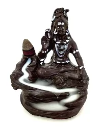 Lord Shiva Smoke Back Flow Cone Incense Holder, Agarbatti Incense Decorative Showpiece (Blue) / Fog Fountain Buddha Decorative 10 Smoke Backflow Scented Cone Incenses H - 12 cm(Resin, Conical)-thumb1