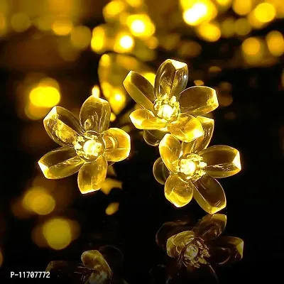 Warm White 16 LED Silicon Cherry Flower String Fairy Lights Decorative Flower Light for Diwali Christmas Festival DIY Wedding Party Bedroom Twinkle Indoor Outdoor Garden Decoration