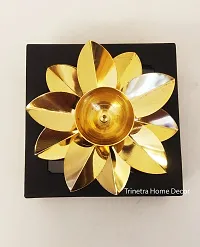 Trinetra Home Decor, Auspicious Brass Diya Lotus Design Set of 1,Size-LBH-6.5 x2 x 6.5 Oil lamp Deepak, Navaratri Gift Diwali Gift Corporate Gift Home Decor Item in Diwali Pooja-thumb1