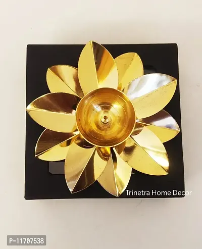 Trinetra Home Decor, Auspicious Brass Diya Lotus Design Set of 1,Size-LBH-6.5 x2 x 6.5 Oil lamp Deepak, Navaratri Gift Diwali Gift Corporate Gift Home Decor Item in Diwali Pooja-thumb2