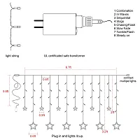 m-fit Decorative Star and Moon Curtain LED Lights for Diwali, Christmas, -2.5 Meter (Gold)-thumb3