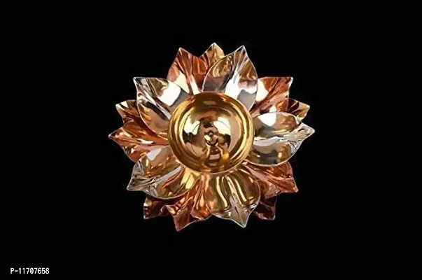 Smile Home Copper Lotus Shape Kamal Patti Akhand Diya (1.5x4-inches) -Set of 1-thumb5