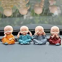 4 Ceramic Baby Monks/Buddha Statues/Figurines for Home and car d?cor (Blue Brown Orange Standard), 4 Pieces-thumb1