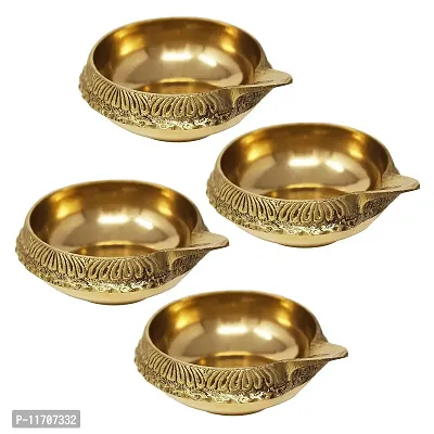 Generic Brass Diwali Diya Kuber Diya Pooja Deepak (Set of 4) (OT1222)