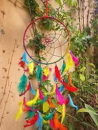 Krishna The hub- Natural Dream Catcher for car and Wall Hanging Attract Positive Dreams Showpiece Single Ring Multi-Color 20 Inch Hight-thumb1