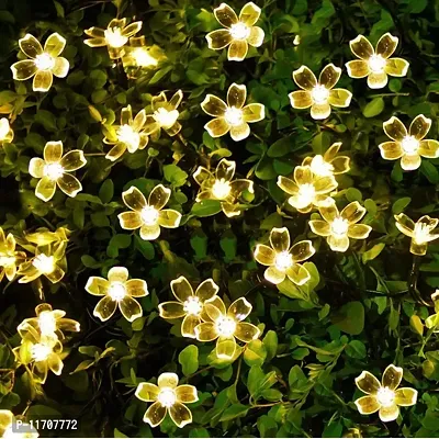 Warm White 16 LED Silicon Cherry Flower String Fairy Lights Decorative Flower Light for Diwali Christmas Festival DIY Wedding Party Bedroom Twinkle Indoor Outdoor Garden Decoration-thumb3