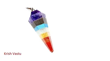 Krish Vastu 7 Chakra Reiki Healing Dowsing Gemstone Pendulum Hexagon Point Pendant with Rock Crystal Ball | V Shaped Crystal Pendulum for Reiki Healing-thumb3