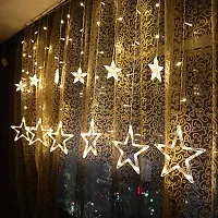 SheeTal Creation 12 Stars 138 LED Curtain String Lights Window Curtain Lights with 8 Flashing Modes Decoration for Christmas Wedding Party Home Patio Lawn Warm White-thumb3