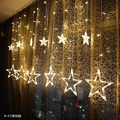 SheeTal Creation 12 Stars 138 LED Curtain String Lights Window Curtain Lights with 8 Flashing Modes Decoration for Christmas Wedding Party Home Patio Lawn Warm White-thumb4