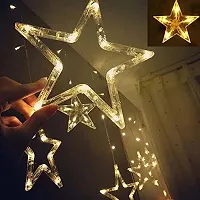 Generic Star Curtain Light 6 Big Star 6 Small Star with 8 Flashing Modes for Decoration (12 Star, Warm White)-thumb3