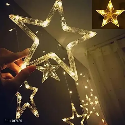 Generic Star Curtain Light 6 Big Star 6 Small Star with 8 Flashing Modes for Decoration (12 Star, Warm White)-thumb4