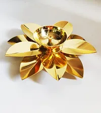 Trinetra Home Decor, Auspicious Brass Diya Lotus Design Set of 1,Size-LBH-6.5 x2 x 6.5 Oil lamp Deepak, Navaratri Gift Diwali Gift Corporate Gift Home Decor Item in Diwali Pooja-thumb2