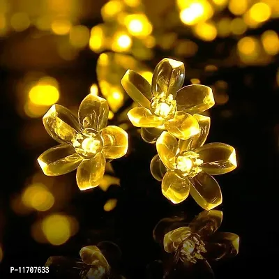 Silicon Flower Fairy String Lights 16 Led Plug in Christmas Lights for Diwali Home Decoration (Yellow))