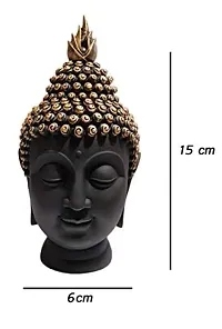 Polyresin Face Buddha with Golden Head Murti/Showpiece/Idols/Figurine (Standard Size, Black)-thumb1