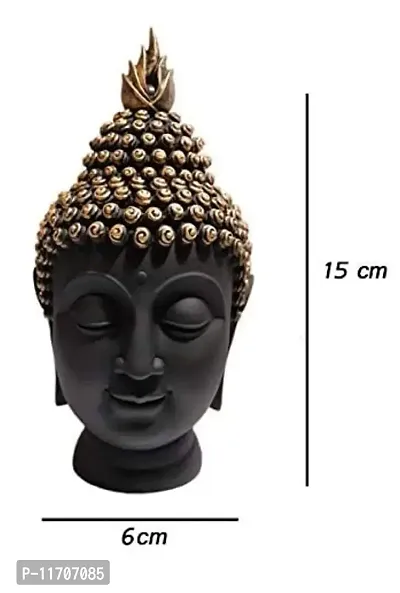 Polyresin Face Buddha with Golden Head Murti/Showpiece/Idols/Figurine (Standard Size, Black)-thumb2