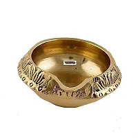 Veena Enterprizes Offer Set of 2 Pure Brass Diya for Puja Handmade Brass Kuber Diya/Pital Jyot Diva/Pooja Deepak/Table Diya on Tortoise - Unique Design, Home Decorative Oil Lamp for Puja, Diwali AVA782-thumb1