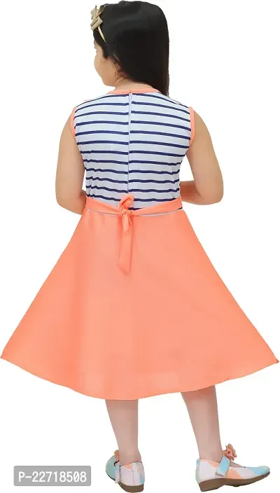 RUBAZ Girls Midi/Knee Length Party Dress  (Orange, Sleeveless)-thumb3