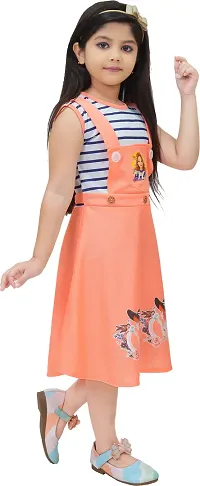 RUBAZ Girls Midi/Knee Length Party Dress  (Orange, Sleeveless)-thumb1