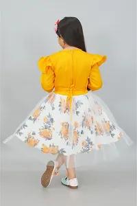 RUBAZ Girls Midi/Knee Length Festive/Wedding Dress  (Yellow, 3/4 Sleeve)-thumb3