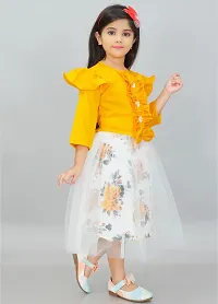 RUBAZ Girls Midi/Knee Length Festive/Wedding Dress  (Yellow, 3/4 Sleeve)-thumb2