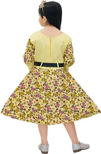 RUBAZ Girls Midi/Knee Length Casual Dress  (Yellow, 3/4 Sleeve)-thumb3