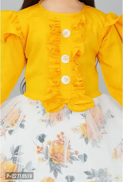 RUBAZ Girls Midi/Knee Length Festive/Wedding Dress  (Yellow, 3/4 Sleeve)-thumb2