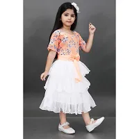 RUBAZ  Girls Below Knee Festive/Wedding Dress  (Orange, Half Sleeve)-thumb1