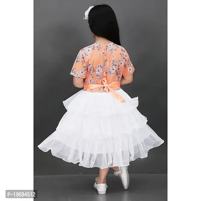 RUBAZ  Girls Below Knee Festive/Wedding Dress  (Orange, Half Sleeve)-thumb3