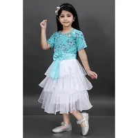 RUBAZ  Girls Midi/Knee Length Festive/Wedding Dress  (Light Blue, Half Sleeve)-thumb3