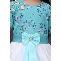 RUBAZ  Girls Midi/Knee Length Festive/Wedding Dress  (Light Blue, Half Sleeve)-thumb4