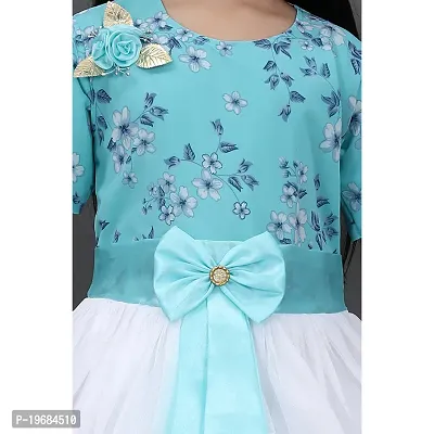 RUBAZ  Girls Midi/Knee Length Festive/Wedding Dress  (Light Blue, Half Sleeve)-thumb5