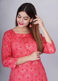 Bachuu Women Rayon Gold Printed Anarkali Kurti Size S, M, L, XL, XXL, 3XL | Color Red, Peach (XXX-Large)-thumb4