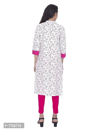 Bachuu Girls and Women Cotton Printed Straight Kurti (BO_51_Whitepinkleaves_L)-thumb4