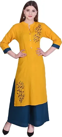 Women's Embroidered Straight Rayon Kurtas (Pack of 1)