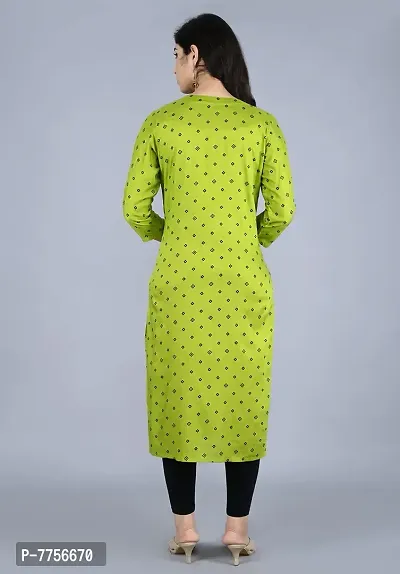 Bachuu Women's Rayon Round Neck Printed Straight Kurti | 3/4 Sleeve-thumb3