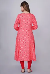 Bachuu Women Rayon Gold Printed Anarkali Kurti Size S, M, L, XL, XXL, 3XL | Color Red, Peach-thumb4