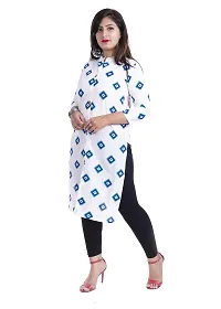 Bachuu Women's Cotton Geometric Printed Straight Kurti Size S M L XL XXL Color Green, White, Black, Grey-thumb1