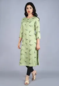 Bachuu Casual Rayon Round Neck Printed Straight Kurti for Women-thumb2