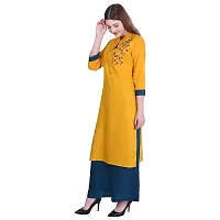 Bachuu Women's Rayon Embroidered Straight Kurti with Palazzo for Girls and Women Size S M L XL XXL XXXL Color Mustered, Maroon, White, Blue, Red-thumb1