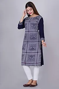 Bachuu Women and Girls Rayon Box Printed Straight Kurta Size S, M, L, XL, XXL| Color Navy Blue, Black, White-thumb2