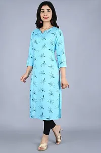 Bachuu Casual Rayon Round Neck Printed Straight Kurti for Women-thumb1