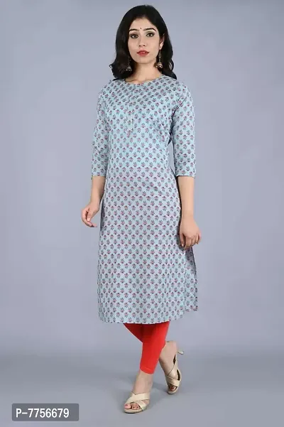 Bachuu Women's Pure Cotton Printed Straight Kurti-thumb0