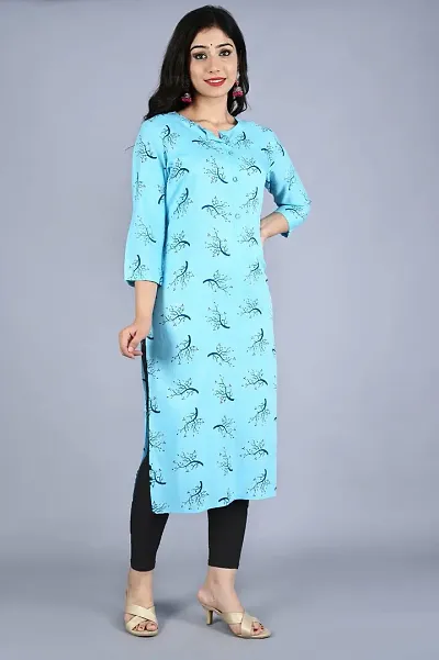 Stylish Rayon Printed Straight Kurti