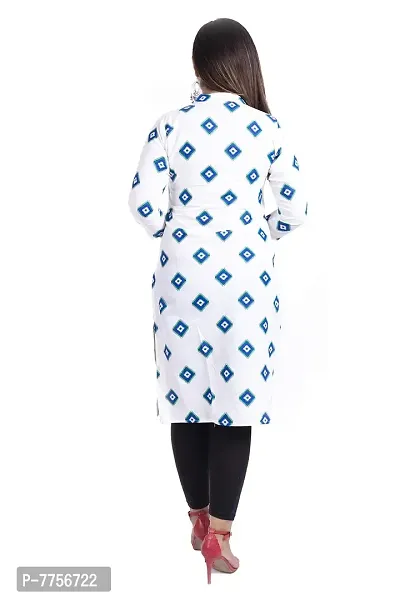 Bachuu Women's Cotton Geometric Printed Straight Kurti Size S M L XL XXL Color Green, White, Black, Grey-thumb4