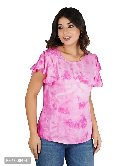 Bachuu Mulitcolor Tie Dye Top with Frill Sleeves