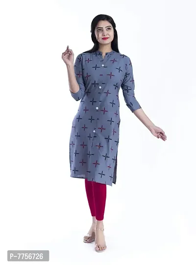 Bachuu Women's Cotton Front Slight Straight Kurti Size S M L XL XXL-thumb0