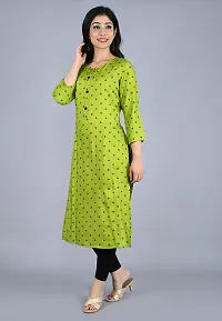 Bachuu Women's Rayon Round Neck Printed Straight Kurti | 3/4 Sleeve-thumb3