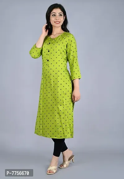 Bachuu Women's Rayon Round Neck Printed Straight Kurti | 3/4 Sleeve-thumb4