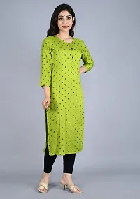 Bachuu Women's Rayon Round Neck Printed Straight Kurti | 3/4 Sleeve-thumb4