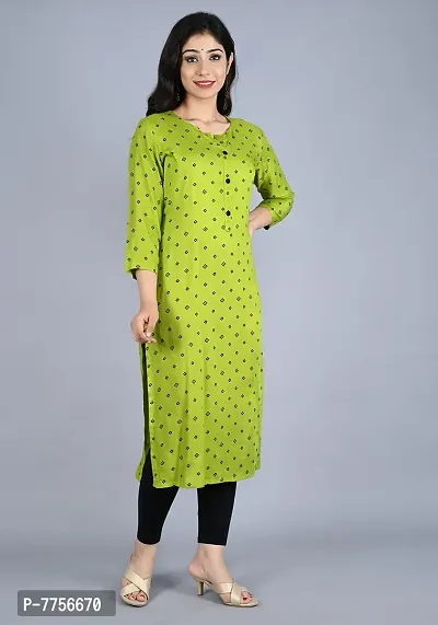 Bachuu Women's Rayon Round Neck Printed Straight Kurti | 3/4 Sleeve-thumb5